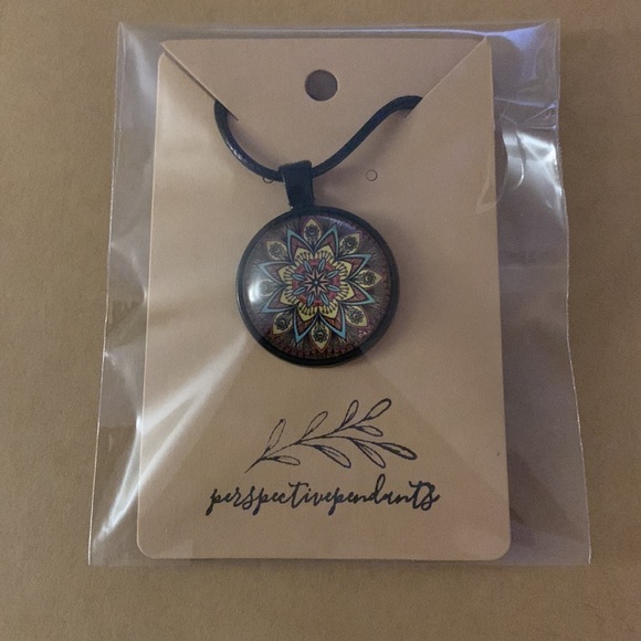 Handmade Mandala Cabochon Pendant Necklace - Picture 4 of 7